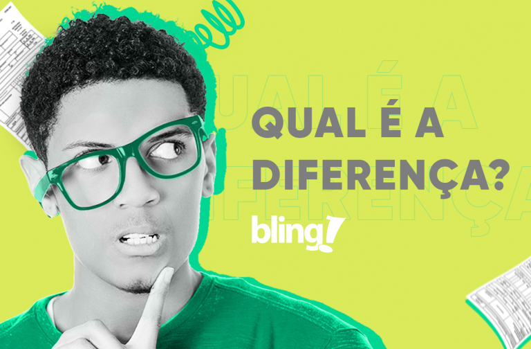 Homem com expressão de dúvida sobre a diferença entre nota fiscal de produto e de serviço, sobre fundo verde.