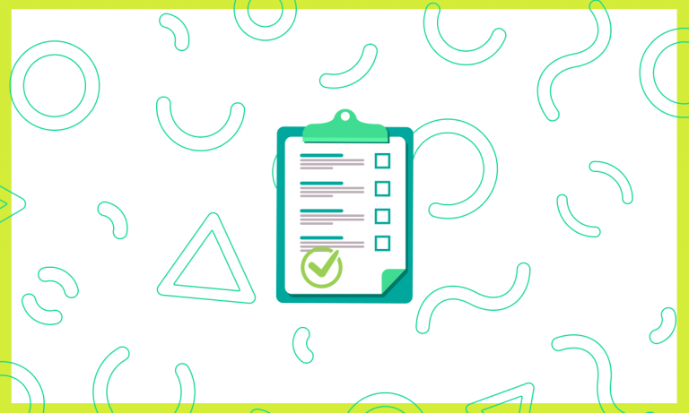 Ilustração mostrando uma prancheta com uma lista de tarefas a serem executadas para emitir a Nota Fiscal de Serviços Eletrônica