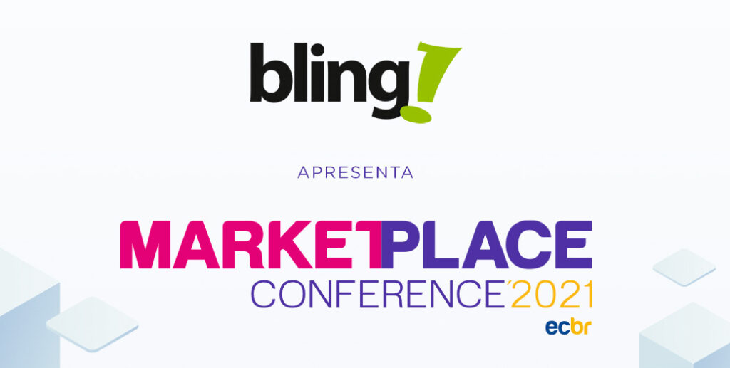 Ilustração com os logotipos do Bling e do Marketplace Conference 2021