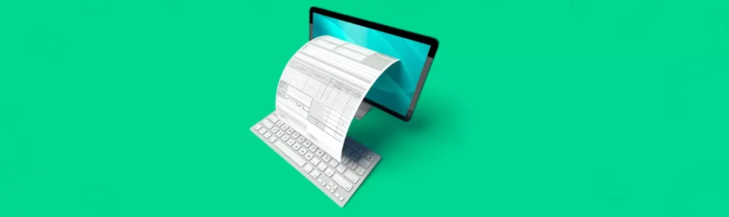 Nota fiscal de serviço sendo impressa em um computador