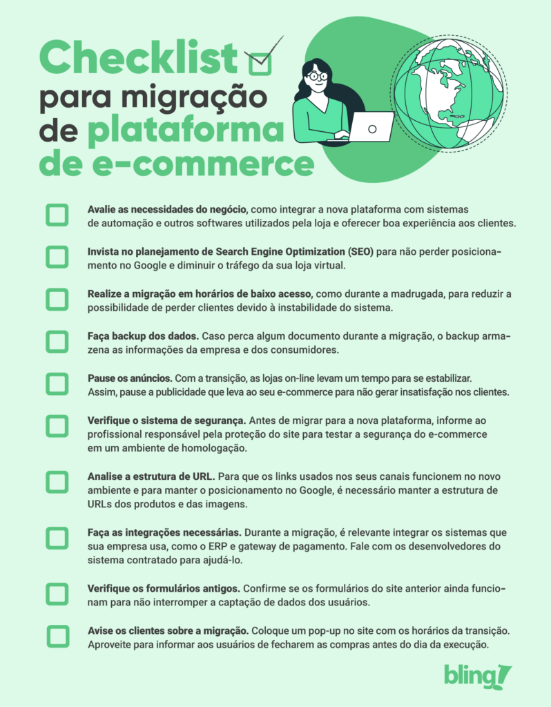 checklist migração de plataforma de ecommerce